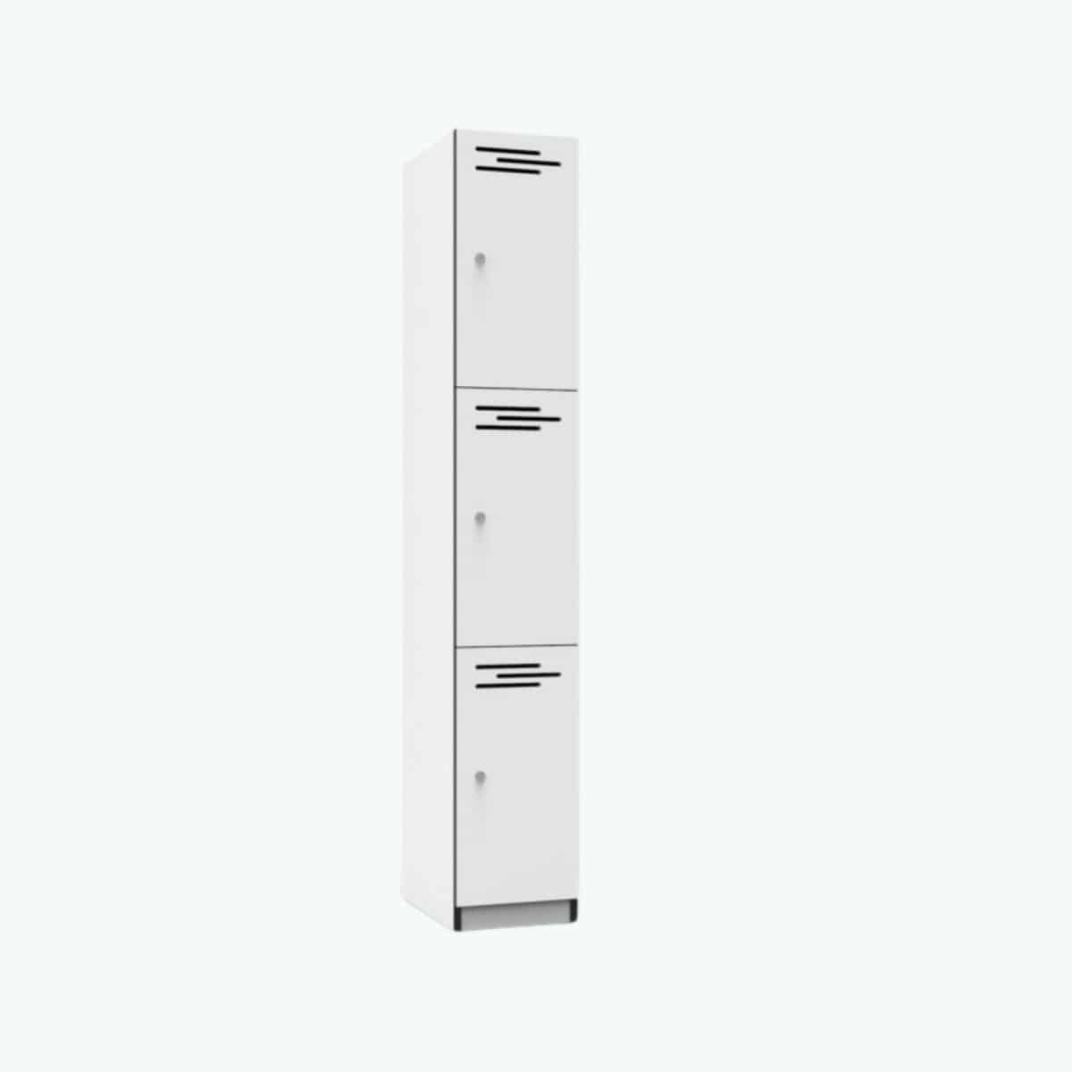 Melamine Locker 3 Door - White