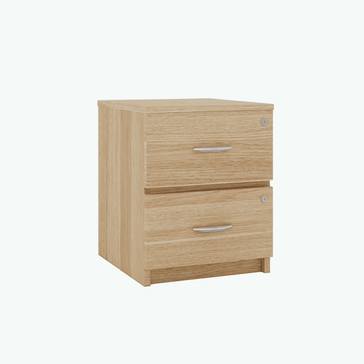 MCF Bedside Table With 2 Drawers (Lockable) - Natural Oak