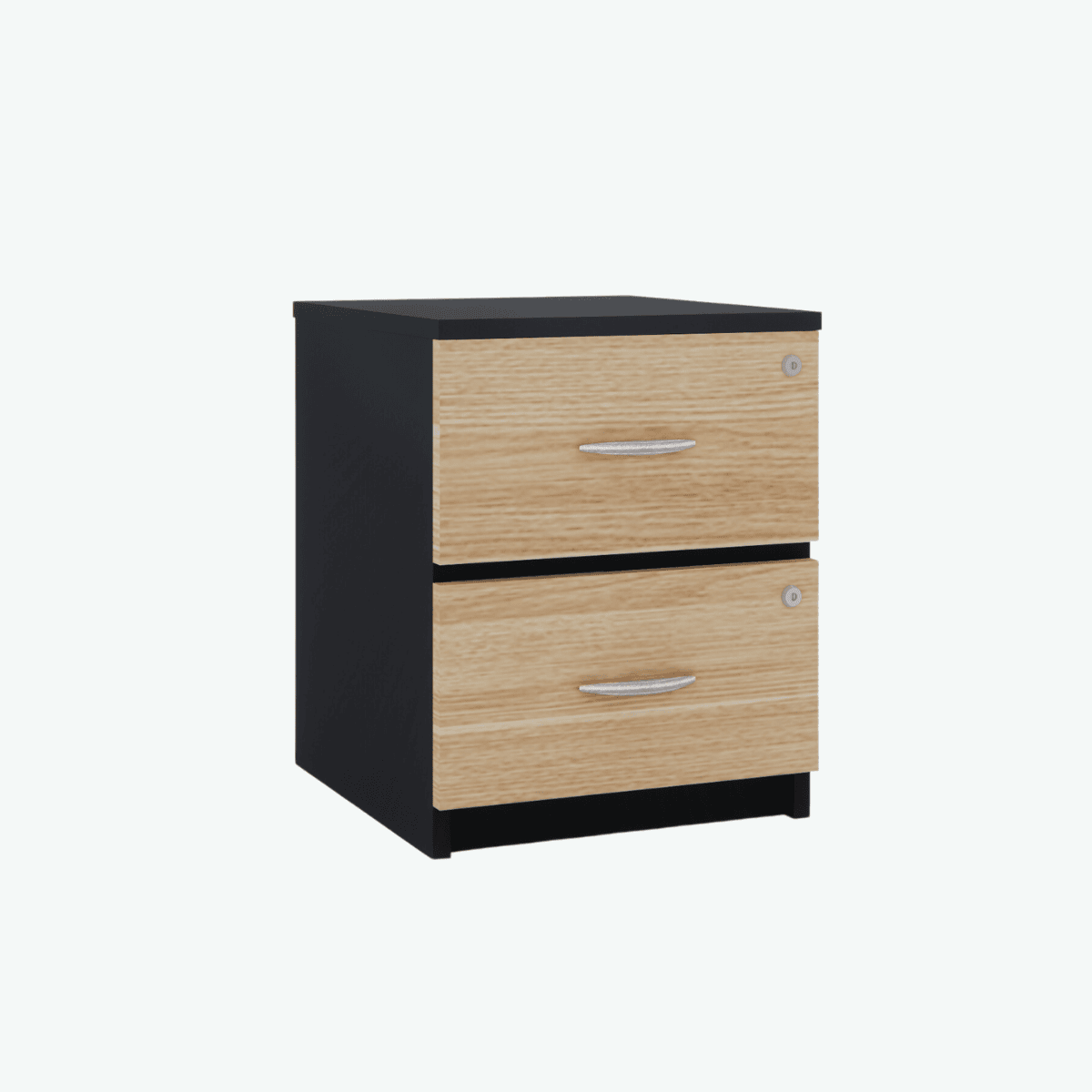 MCF Bedside Table With 2 Drawers (Lockable) - Terril & Classic Oak
