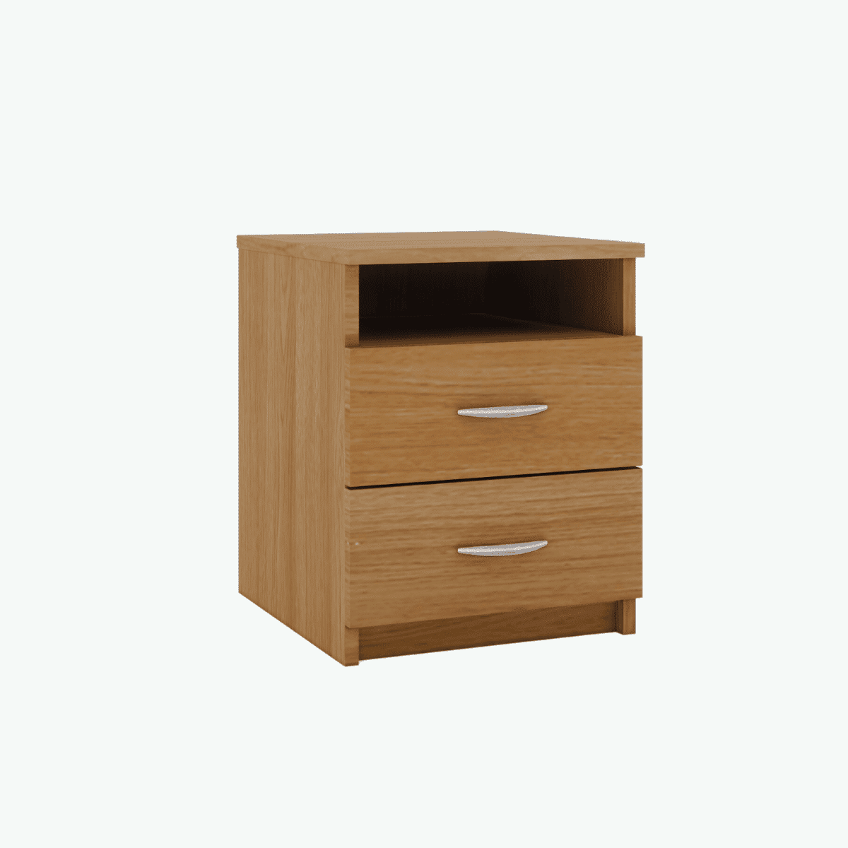 MCF Bedside Table With 2 Drawers And Shelf - Elegant Oak