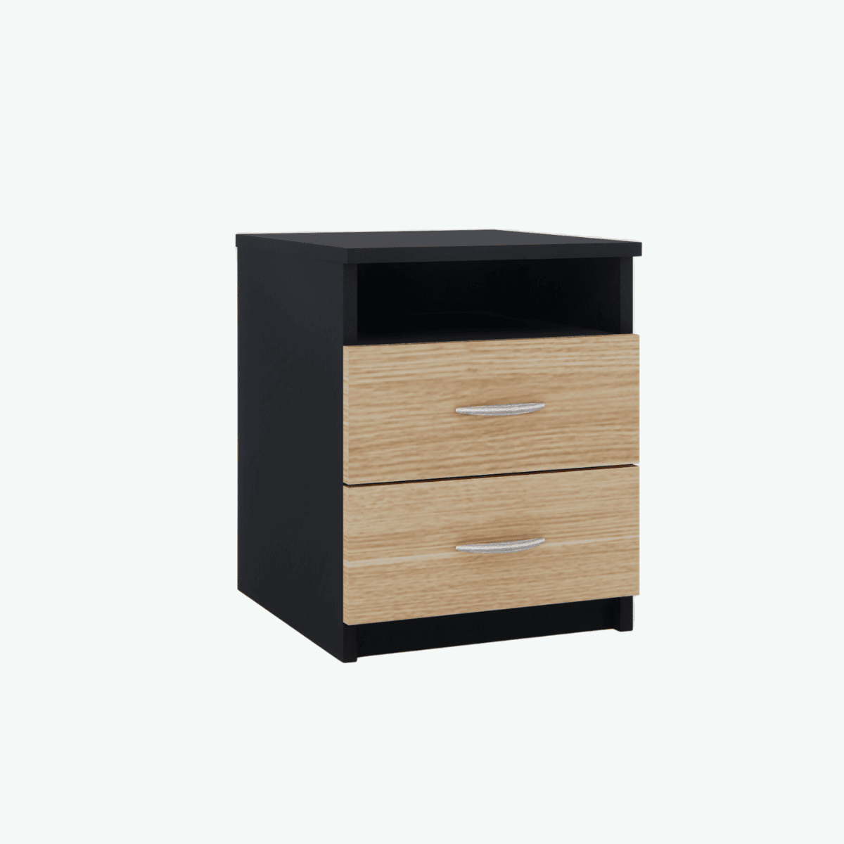 MCF Bedside Table With 2 Drawers And Shelf - Terril & Classic Oak