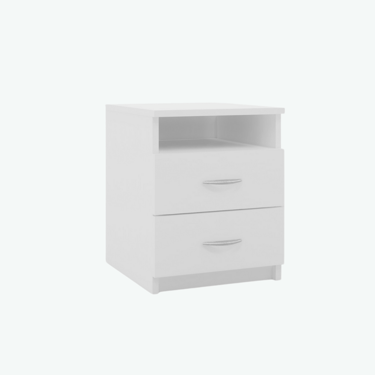 MCF Bedside Table With 2 Drawers And Shelf - White