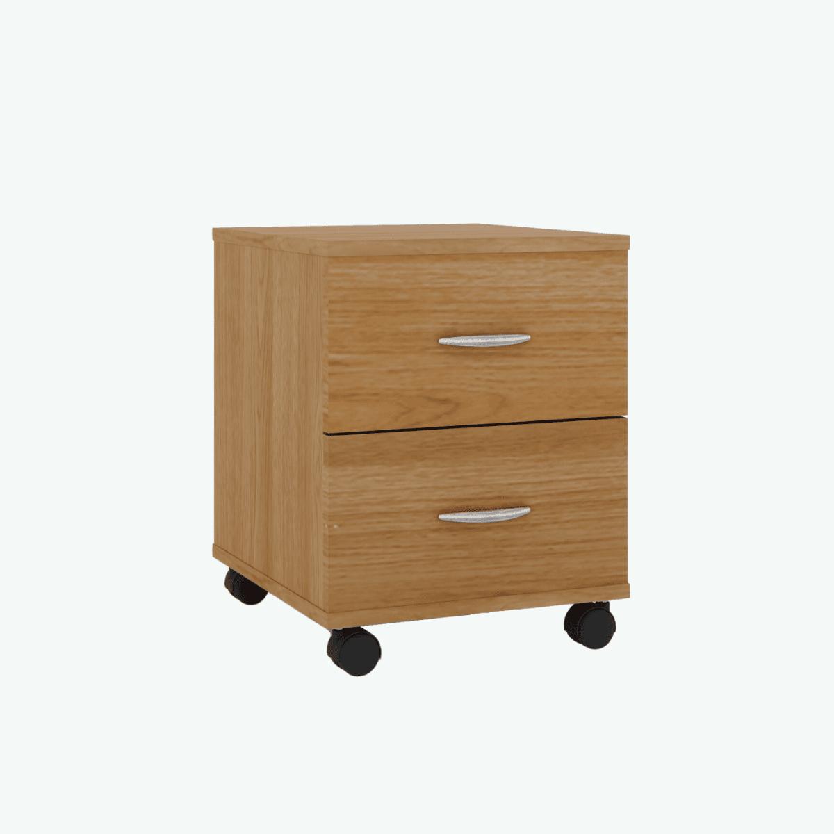MCF Bedside Table With 2 Drawers And Wheels - Elegant Oak