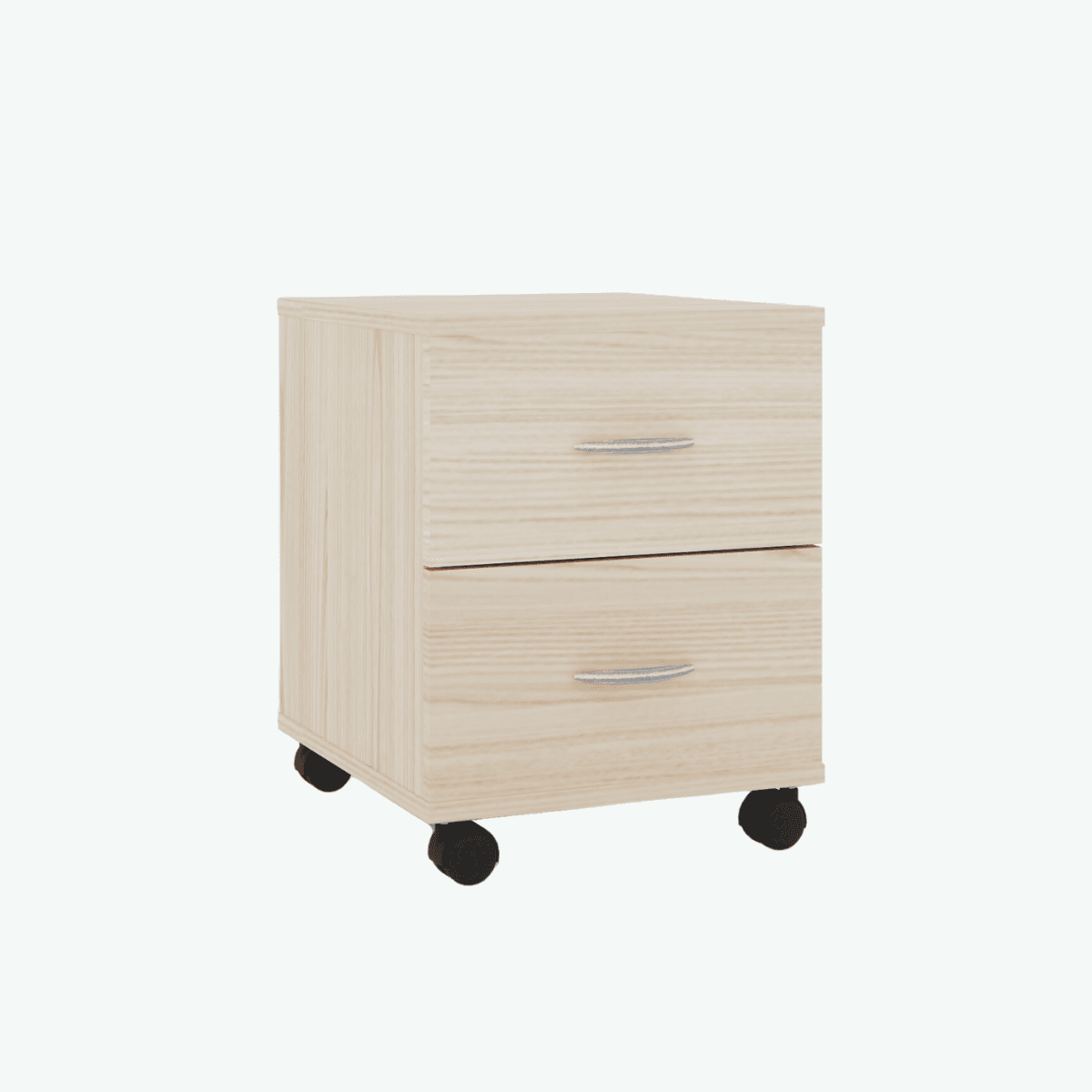 MCF Bedside Table With 2 Drawers And Wheels - Milkwood