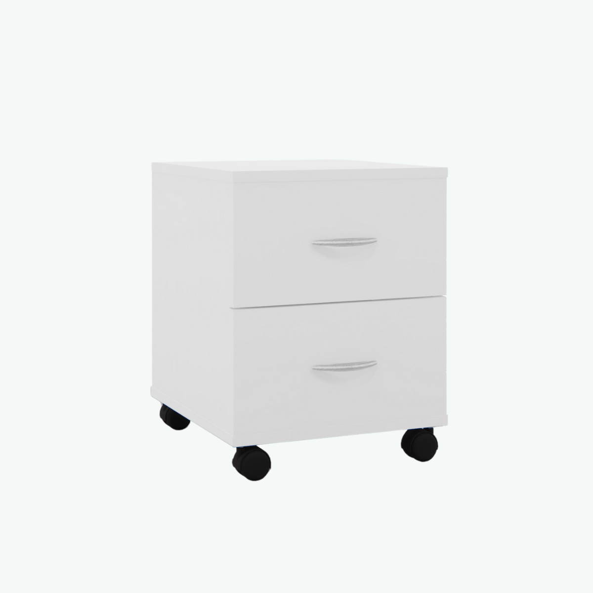 MCF Bedside Table With 2 Drawers And Wheels - White