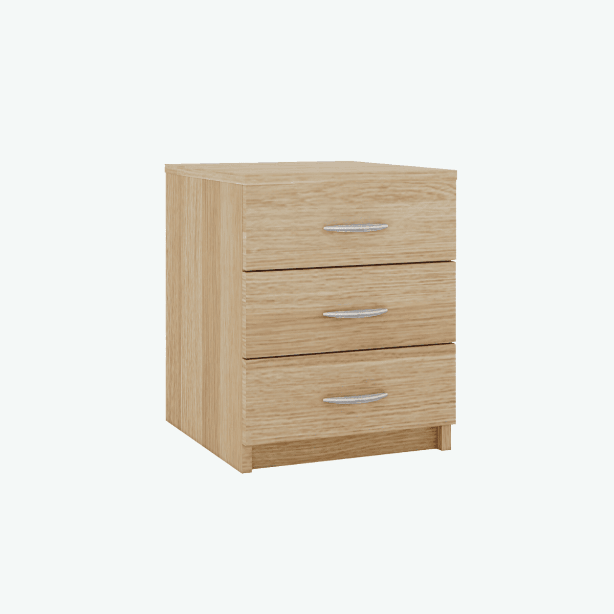 MCF Bedside Table With 3 Drawers - Natural Oak