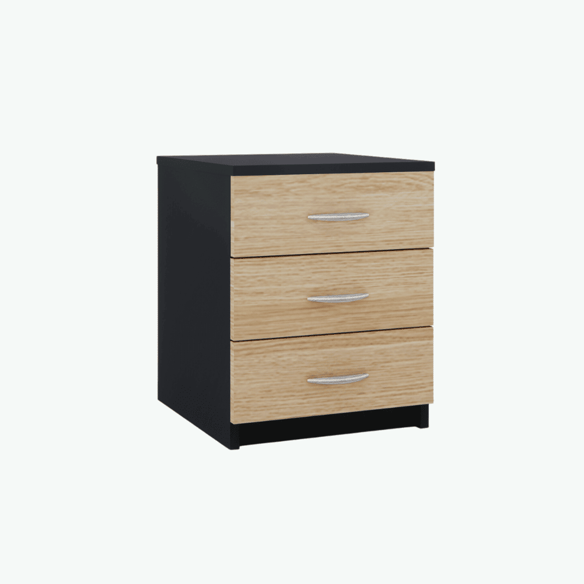 MCF Bedside Table With 3 Drawers - Terril & Classic Oak